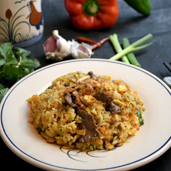 Arroz frito de ternera