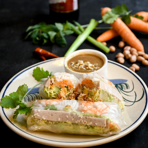 Rollitos frescos de cerdo y gambas
