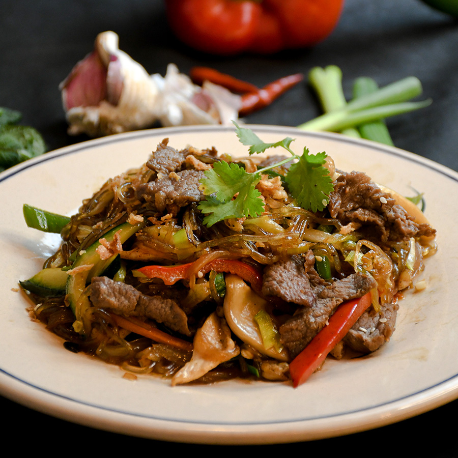 Fideos de soja con ternera