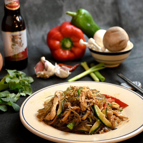 Fideos de soja con pollo