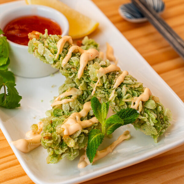 Gambas rebozadas con Cốm